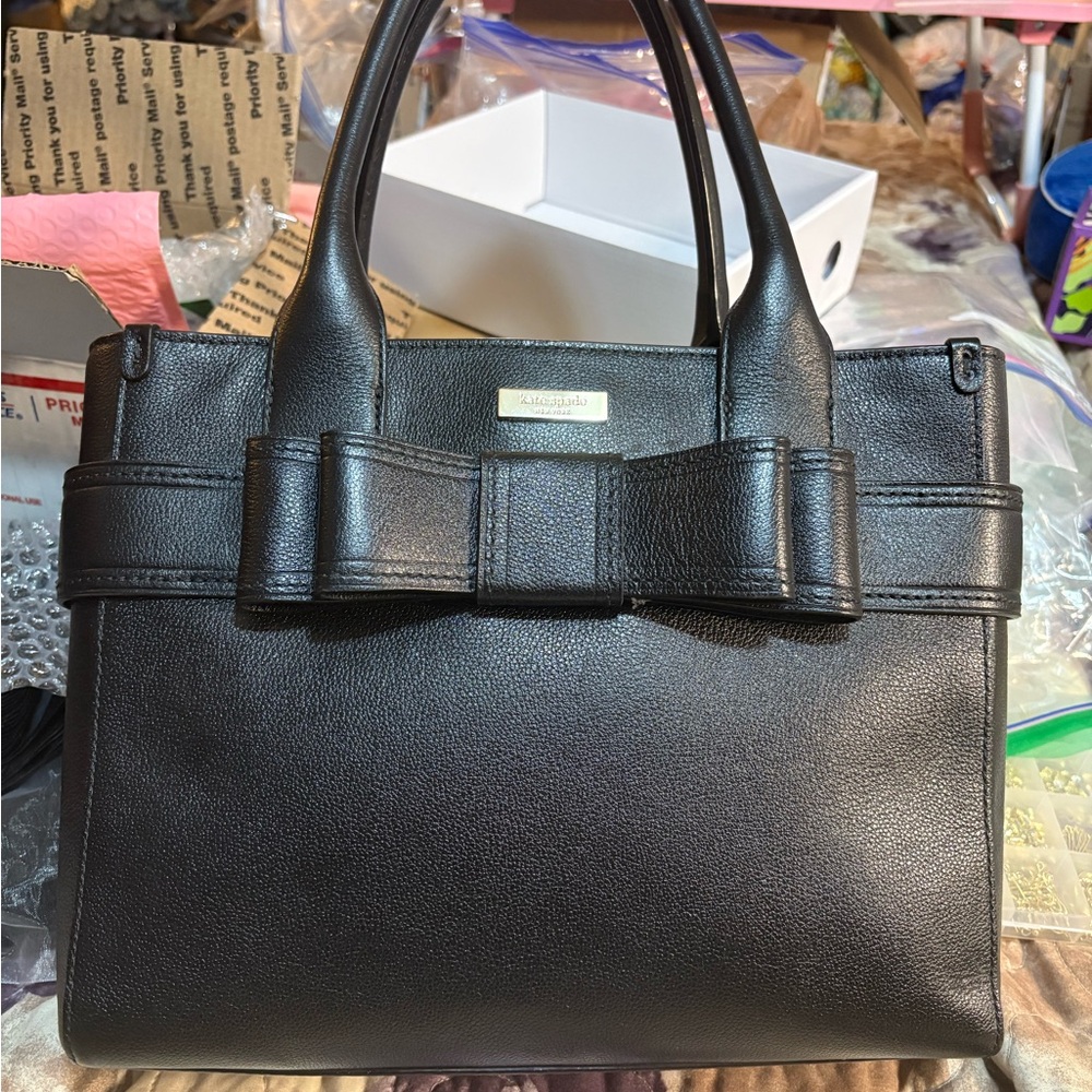 Kate Spade Black Leather Bow Tote